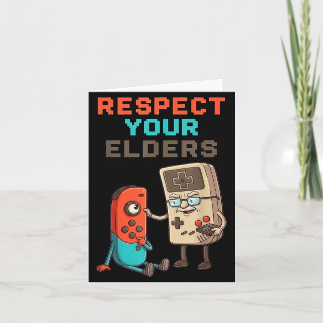 Respect Your Elders Gaming Control Retro Funny Gam Kort (Framsida)