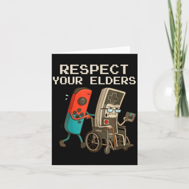 Respect Your Elders Gaming Control Retro Funny Gam Kort (Framsida)