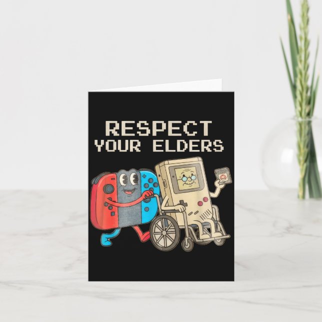 Respect Your Elders Gaming Control Retro Funny Gam Kort (Framsida)