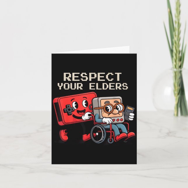 Respect Your Elders Gaming Control Retro Funny Gam Kort (Framsida)