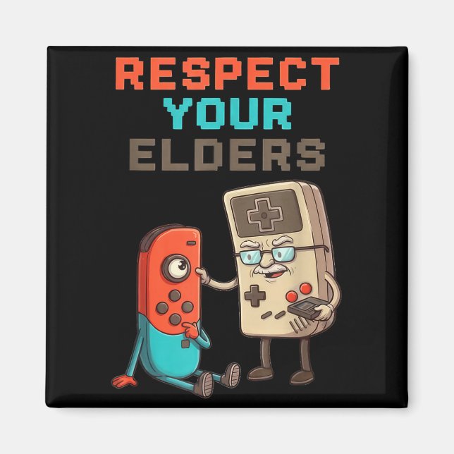 Respect Your Elders Gaming Control Retro Funny Gam Magnet (Framsidan)
