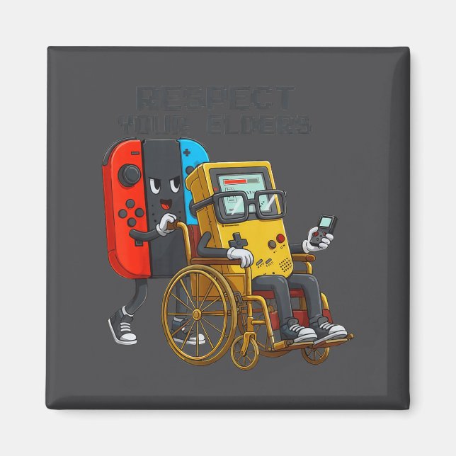 Respect Your Elders Gaming Control Retro Funny Gam Magnet (Framsidan)