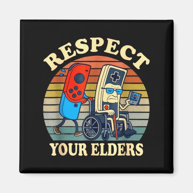 Respect Your Elders Gaming Control Retro Funny Gam Magnet (Framsidan)