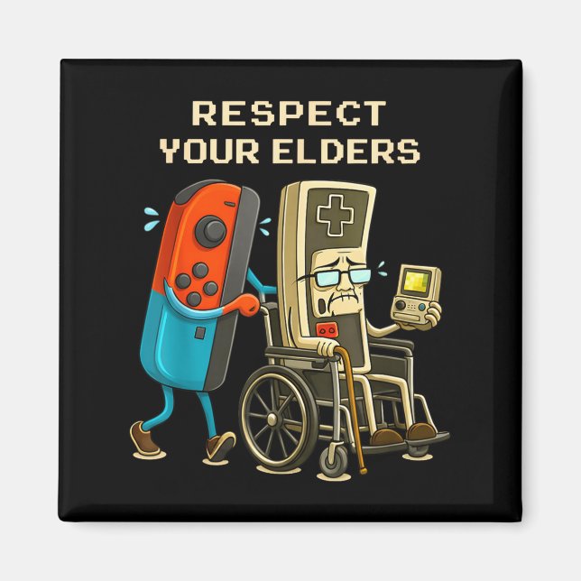 Respect Your Elders Gaming Control Retro Funny Gam Magnet (Framsidan)
