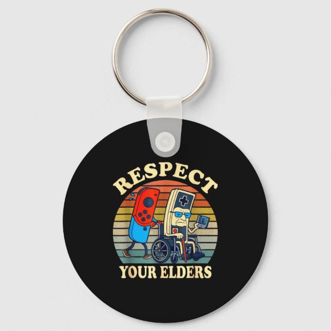 Respect Your Elders Gaming Control Retro Funny Gam Nyckelring (Framsida)