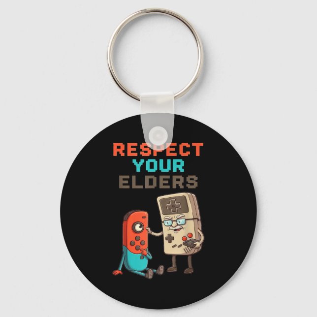 Respect Your Elders Gaming Control Retro Funny Gam Nyckelring (Framsida)