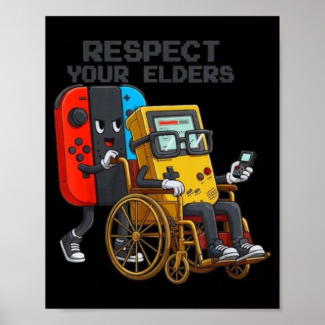 Respect Your Elders Gaming Control Retro Funny Gam Poster (Framsidan)