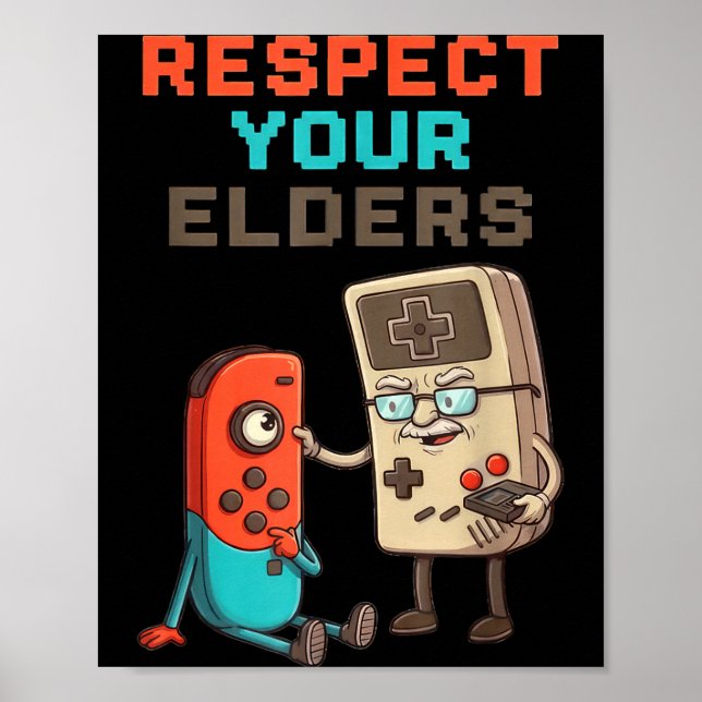 Respect Your Elders Gaming Control Retro Funny Gam Poster (Framsidan)
