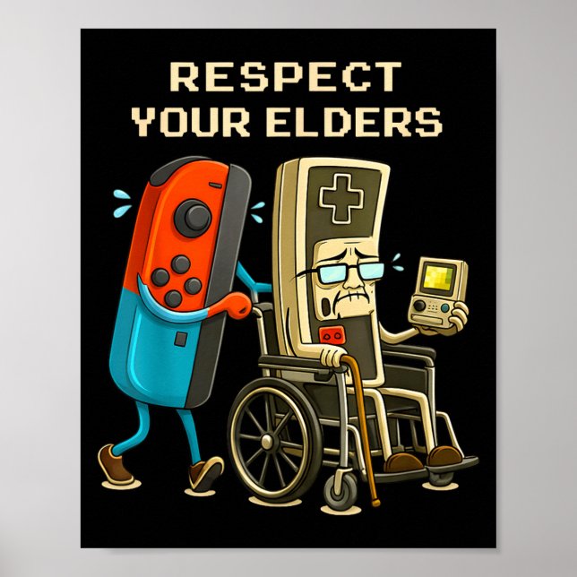 Respect Your Elders Gaming Control Retro Funny Gam Poster (Framsidan)