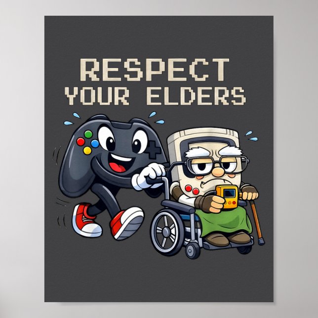 Respect Your Elders Gaming Control Retro Funny Gam Poster (Framsidan)