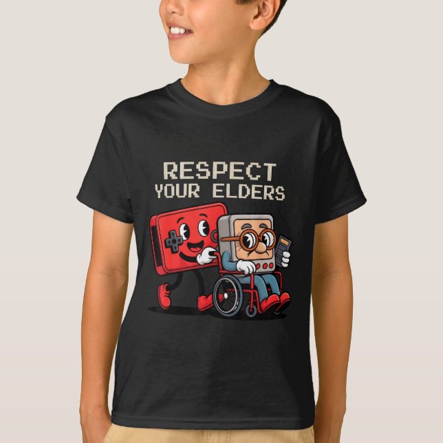 Respect Your Elders Gaming Control Retro Funny Gam T Shirt (Framsida)