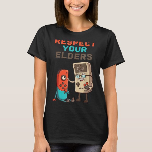 Respect Your Elders Gaming Control Retro Funny Gam T Shirt (Framsida)