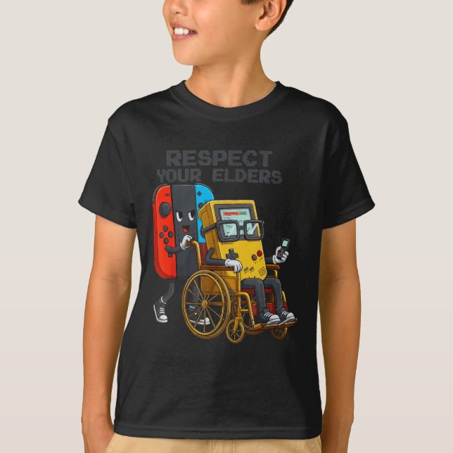 Respect Your Elders Gaming Control Retro Funny Gam T Shirt (Framsida)