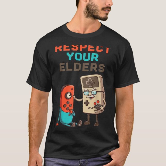 Respect Your Elders Gaming Control Retro Funny Gam T Shirt (Framsida)