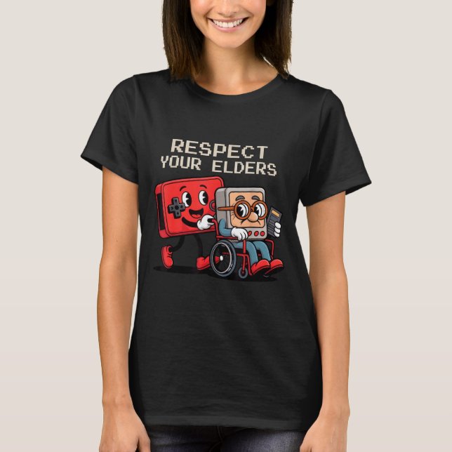 Respect Your Elders Gaming Control Retro Funny Gam T Shirt (Framsida)