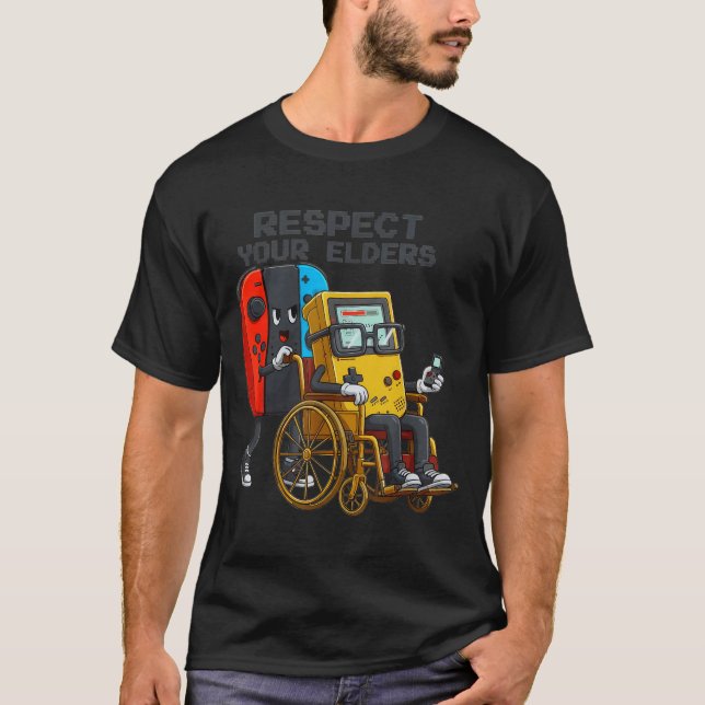 Respect Your Elders Gaming Control Retro Funny Gam T Shirt (Framsida)