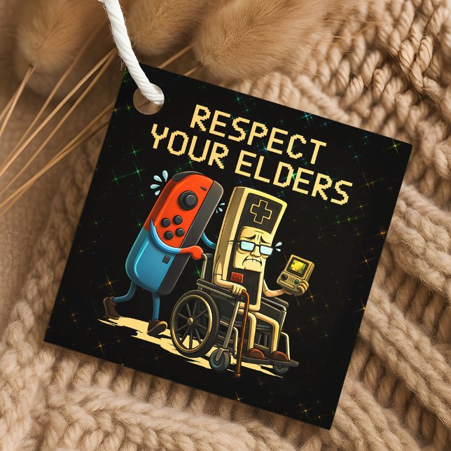 Respect Your Elders Gaming Control Retro Funny Gåvor Etiketter (Skapare uppladdad)