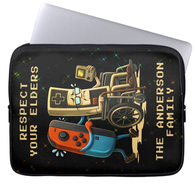 Respect Your Elders Gaming Control Retro Funny Laptop Fodral (Framsidan)