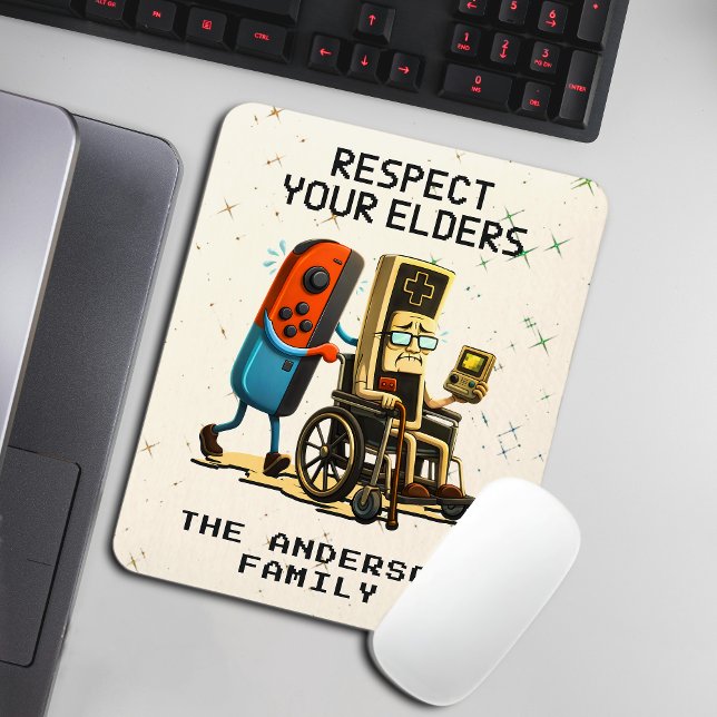 Respect Your Elders Gaming Control Retro Funny Musmatta (Skapare uppladdad)