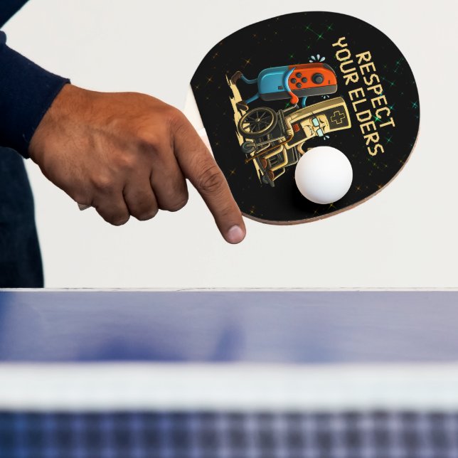 Respect Your Elders Gaming Control Retro Funny Pingisracket (Insitu)