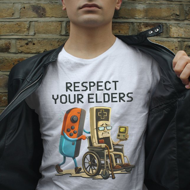 Respect Your Elders Gaming Control Retro Funny T Shirt (Skapare uppladdad)