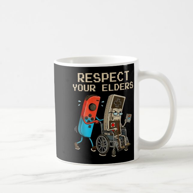 Respect Your Elders Retro Gaming Controller Funny  Kaffemugg (Höger)
