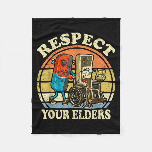 Respect Your Elders Retro Gaming Funny Controller  Fleecefilt (Framsidan)