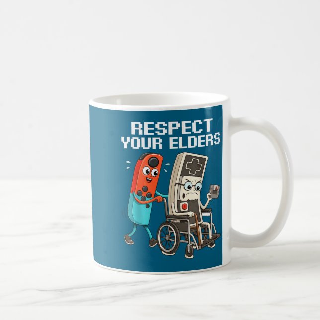 Respect Your Elders Retro Gaming Funny Controller  Kaffemugg (Höger)