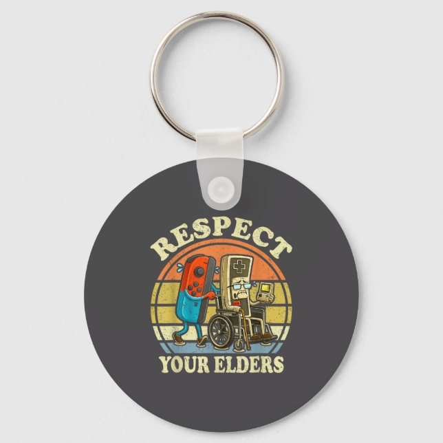Respect Your Elders Retro Gaming Funny Controller  Nyckelring (Framsida)