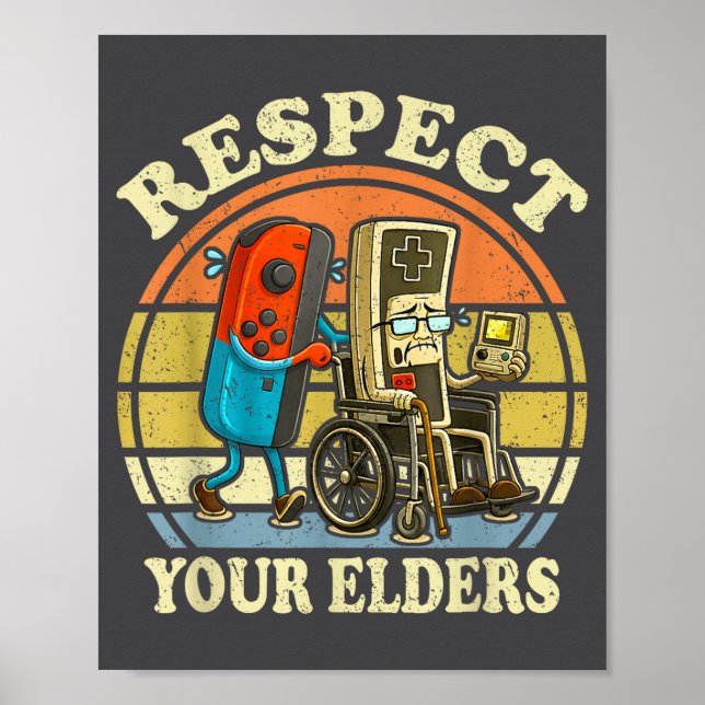 Respect Your Elders Retro Gaming Funny Controller  Poster (Framsidan)