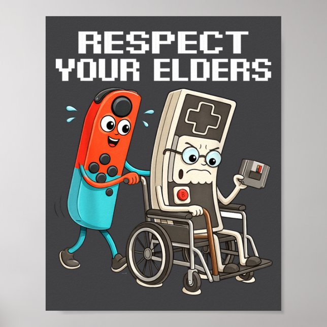 Respect Your Elders Retro Gaming Funny Controller  Poster (Framsidan)