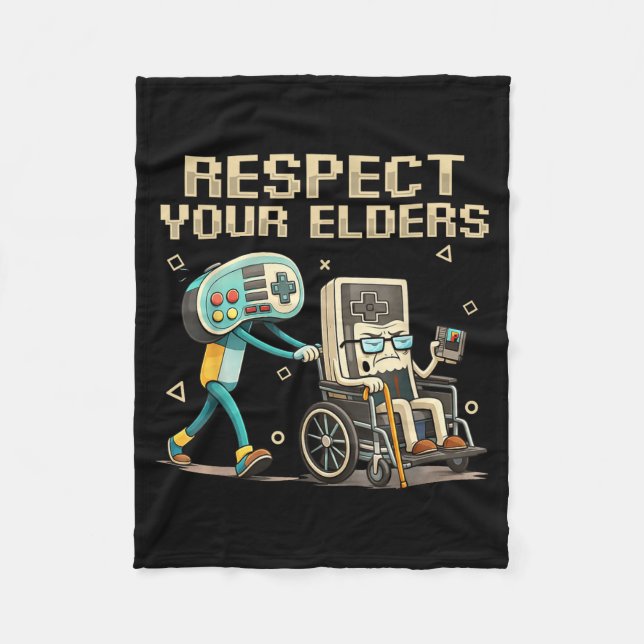 Respect Your Elders Retro Gaming Funny Gamer Contr Fleecefilt (Framsidan)