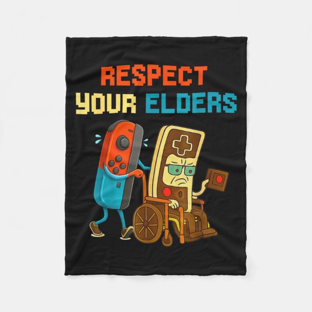 Respect Your Elders Retro Gaming Funny Gamer Contr Fleecefilt (Framsidan)