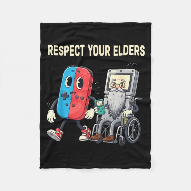 Respect Your Elders Retro Gaming Funny Gamer Contr Fleecefilt (Framsidan)