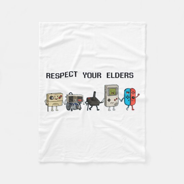 Respect Your Elders Retro Gaming Funny Gamer Contr Fleecefilt (Framsidan)