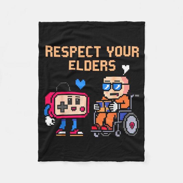 Respect Your Elders Retro Gaming Funny Gamer Contr Fleecefilt (Framsidan)
