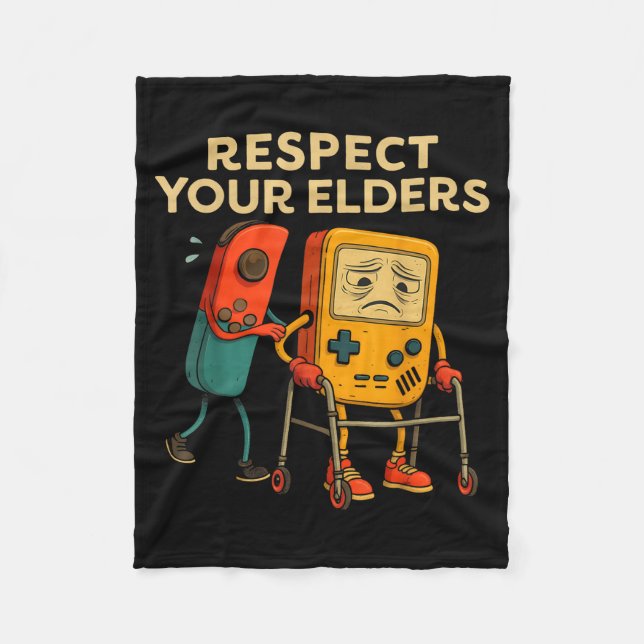 Respect Your Elders Retro Gaming Funny Gamer Contr Fleecefilt (Framsidan)