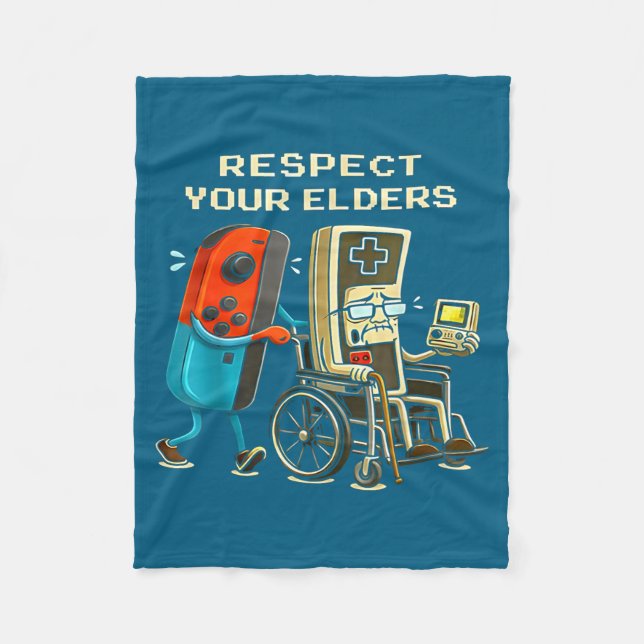 Respect Your Elders Retro Gaming Funny Gamer Contr Fleecefilt (Framsidan)