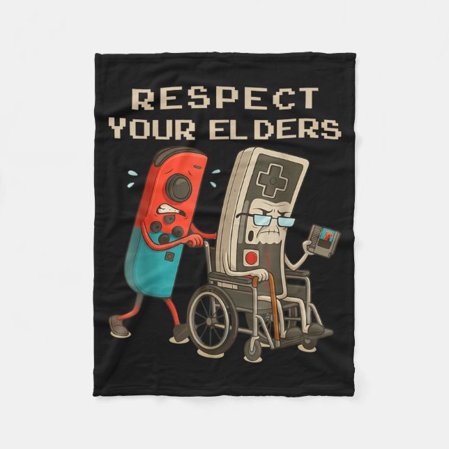 Respect Your Elders Retro Gaming Funny Gamer Contr Fleecefilt (Framsidan)
