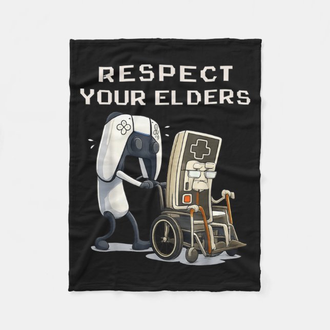Respect Your Elders Retro Gaming Funny Gamer Contr Fleecefilt (Framsidan)
