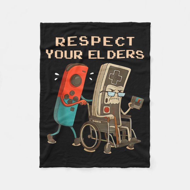 Respect Your Elders Retro Gaming Funny Gamer Contr Fleecefilt (Framsidan)