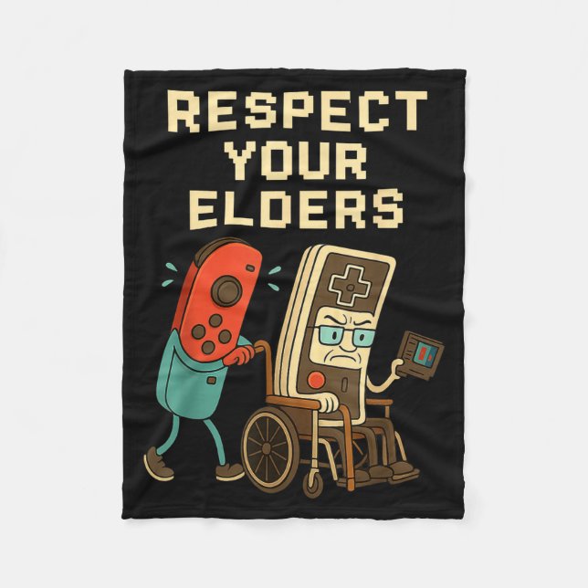 Respect Your Elders Retro Gaming Funny Gamer Contr Fleecefilt (Framsidan)