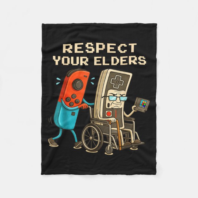 Respect Your Elders Retro Gaming Funny Gamer Contr Fleecefilt (Framsidan)