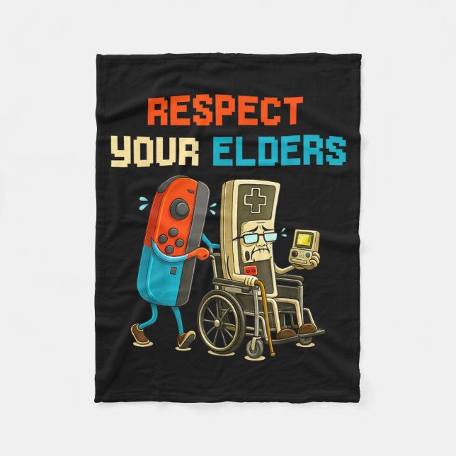 Respect Your Elders Retro Gaming Funny Gamer Contr Fleecefilt (Framsidan)