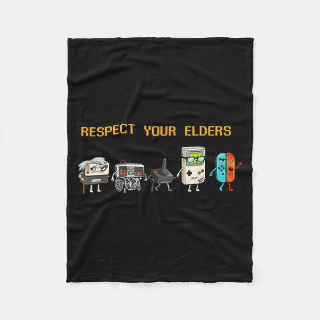 Respect Your Elders Retro Gaming Funny Gamer Contr Fleecefilt (Framsidan)