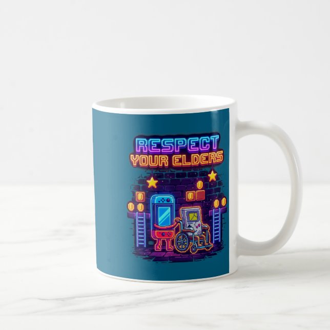 Respect Your Elders Retro Gaming Funny Gamer Contr Kaffemugg (Höger)