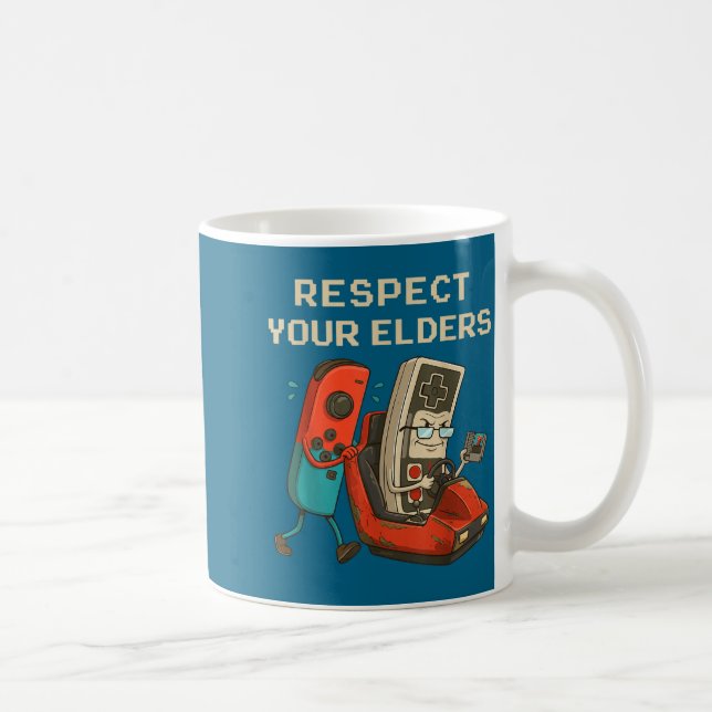 Respect Your Elders Retro Gaming Funny Gamer Contr Kaffemugg (Höger)