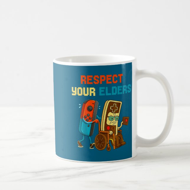 Respect Your Elders Retro Gaming Funny Gamer Contr Kaffemugg (Höger)