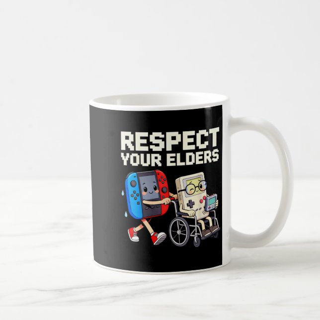 Respect Your Elders Retro Gaming Funny Gamer Contr Kaffemugg (Höger)