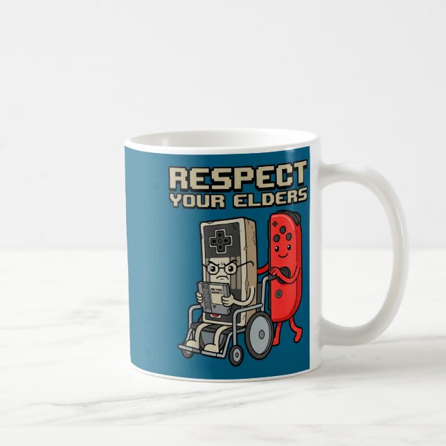 Respect Your Elders Retro Gaming Funny Gamer Contr Kaffemugg (Höger)